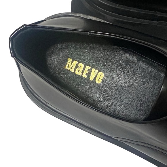 Maeve Black Patent Leather Rhys Lace Up Square Toe Loafers Size EU 38 US 8 - Picture 5 of 9